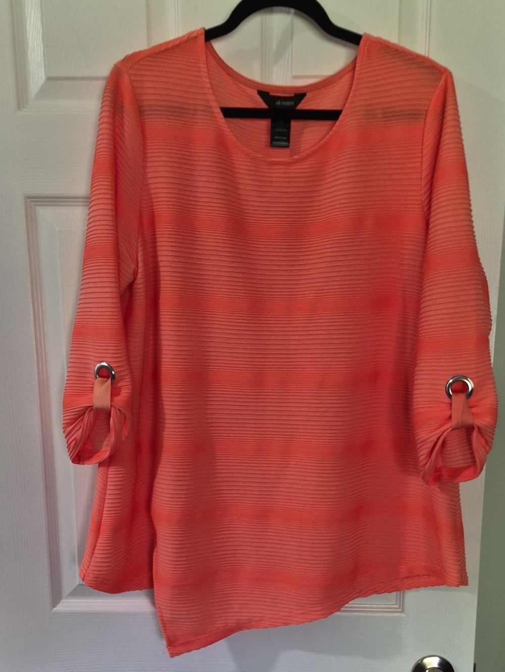 ALI MILES Florescent Textured Roll-Tab Sleeve XL Tunic